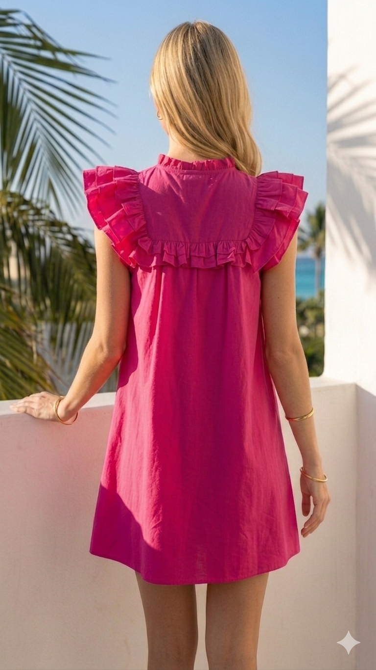Kelly Green Ruffle Shoulder Dress