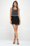 Women's Sleeveless Beaded Embellished Mini Dress