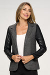 Textured Blazer with Faux Leather Sleeves – Sophisticated Edge