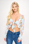 Boho Tie-Front Crop Top with Ruffle Details