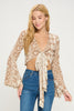 Boho Bell-Sleeve Crop Top with Tie-Front