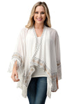 Beaded With Tassel Hemmed Cover Up Kimono Cardigan