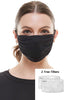 Solid black ear loop washable reusable fabric face mask