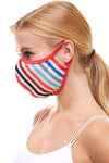 Multi stripe fashion reusable fabric face masks