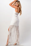 Front slit lace maxi dress