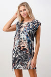 Side zipper multi abstract tunic dress