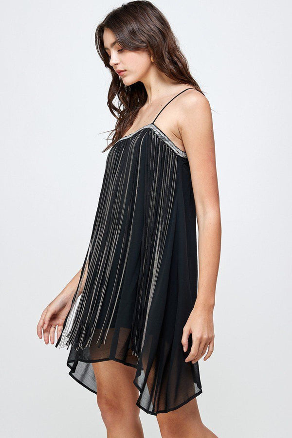 Micro chain fringe mini dress