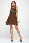 Women's Sleeveless Laser-Cut Fit and Flare Dress