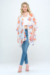 Floral Kimono Cardigan with Open Front