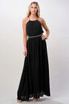 Pleated cami chiffon maxi dress