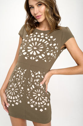 Geometric Cutout Detail Mini Dress