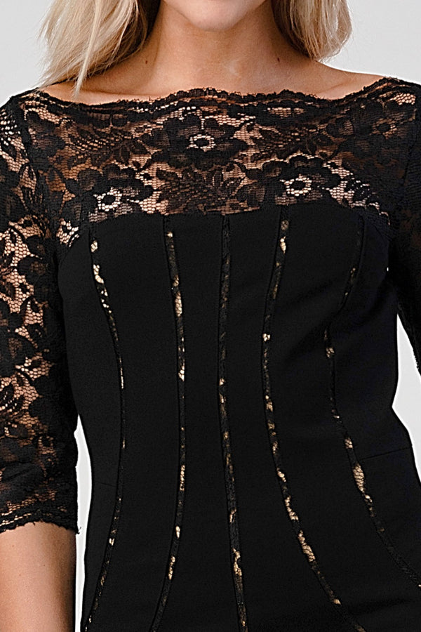 Lace Overlay Bodycon Dress – Elegant and Sophisticated