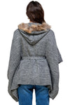 Hoodie Poncho Sweater Cardigan Fur Trim Top - MILEY + MOLLY