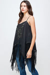 Fringed bottom beaded tunic top