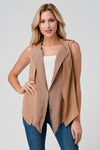 Sleeveless Draped Open Front Vest