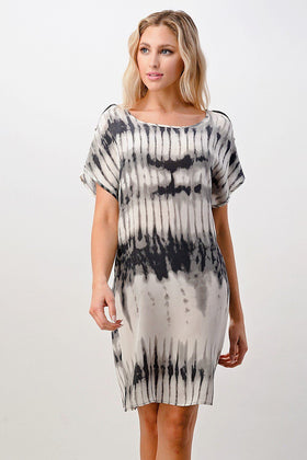 Short Sleeve Tie-Dye Shift Dress