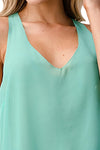 V NECK Hi Low Cami Top with Chiffon