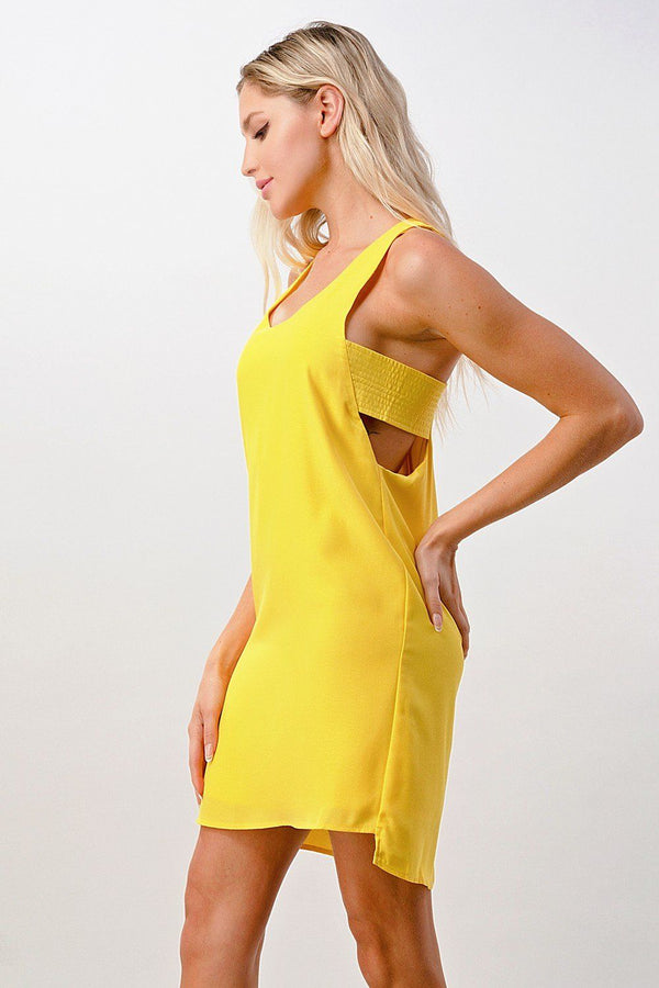 Open side stitch detail dress