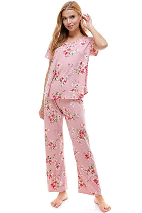 Women's Floral Print Lounge Set in Blue – Comfortable and Stylish Sleepwear