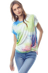 Tie Dye Jersey Top with Crew Neck Twist Hem