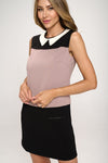 Sleeveless Dress with Contrast Peter Pan Collar