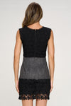 Sleeveless Textured Dress with Lace Trim Hem