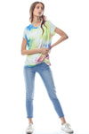 Tie Dye Jersey Top with Crew Neck Twist Hem