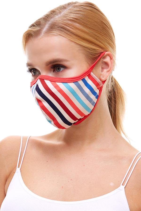 Multi stripe fashion reusable fabric face masks