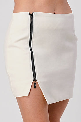 High-Waisted Zip-Front Mini Skirt