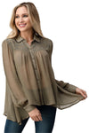 Mesh Blouse Shirt Top with Beaded Jewel Trim