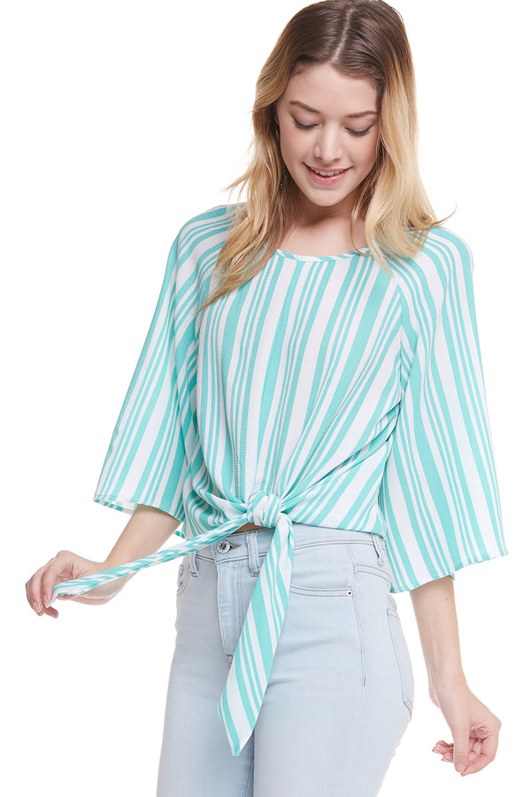 Stripe Tie Front Top