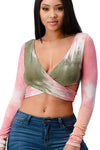 Rayon Tie Dye Surplice Tie back Crop Top - MILEY + MOLLY