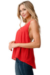 V NECK Hi Low Cami Top with Chiffon