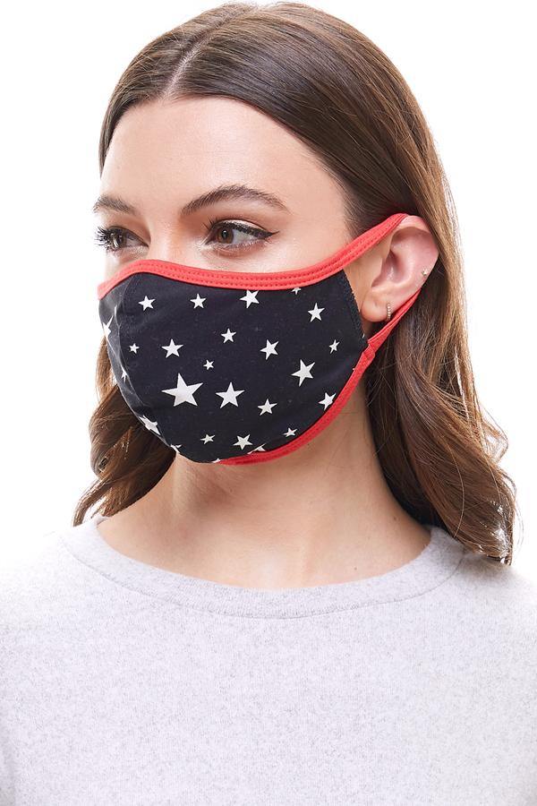 US made America flag star fashion washable reusable cloth face mask - MILEY + MOLLY