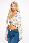 Boho Tie-Front Crop Top with Ruffle Details