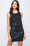 Beaded stripe leathered bottom dress