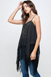 Fringed bottom beaded tunic top