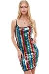 Multi Sequins Stripe Tank Mini Dress