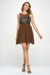 Women's Sleeveless Laser-Cut Fit and Flare Dress