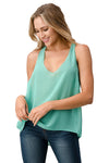 V NECK Hi Low Cami Top with Chiffon