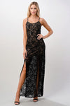 Front slit lace maxi dress