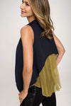 Women's silk contrast fashion vest