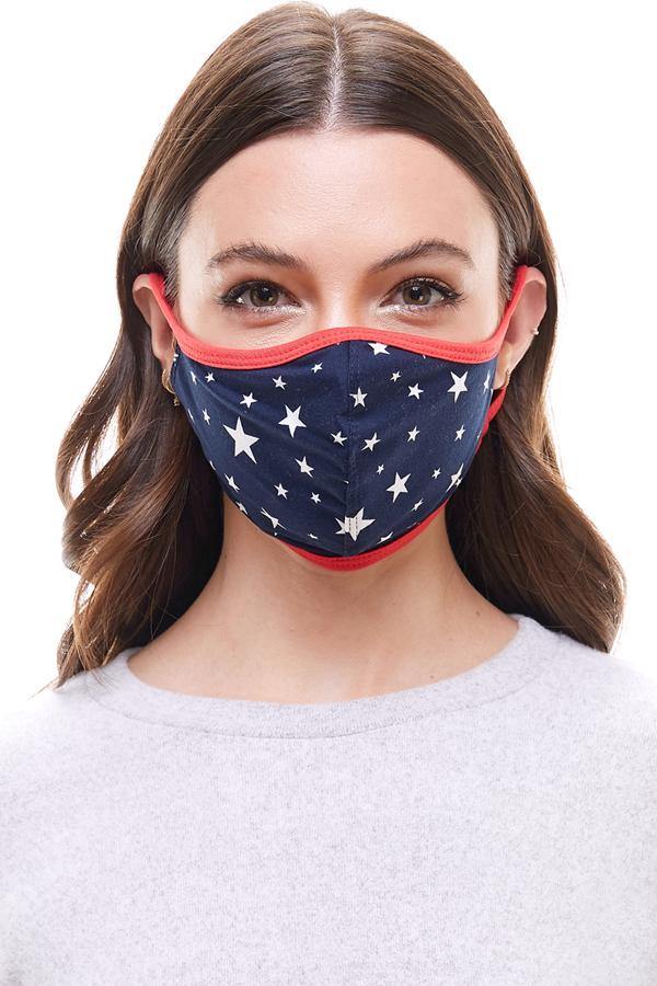 US made America flag star fashion washable reusable cloth face mask - MILEY + MOLLY