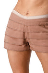 Beaded Scallop Layered Hem Shorts Crepe Georgette