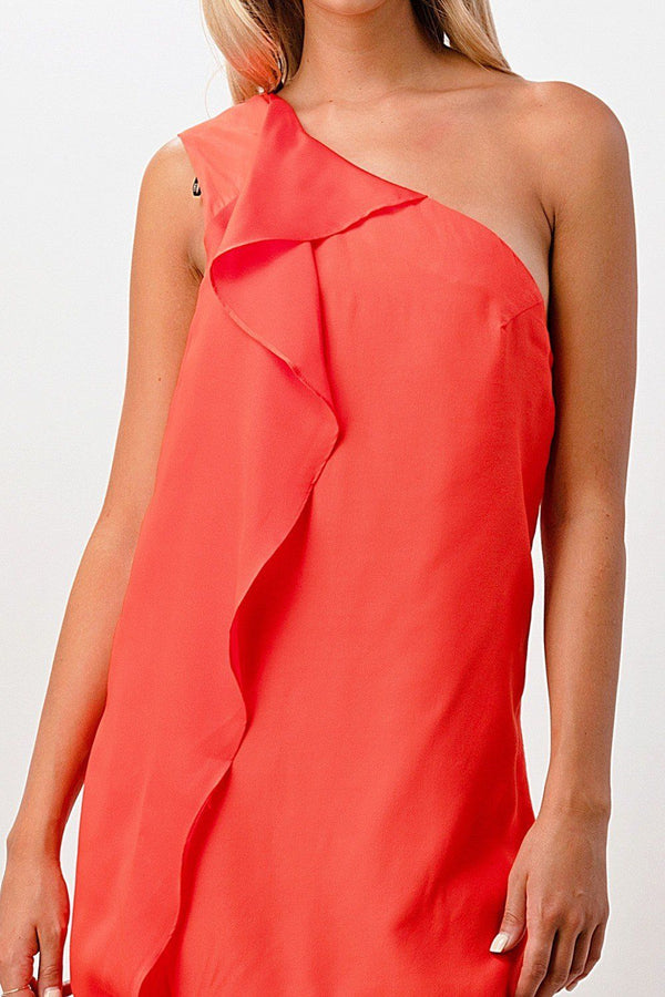 One shoulder ruffle dress