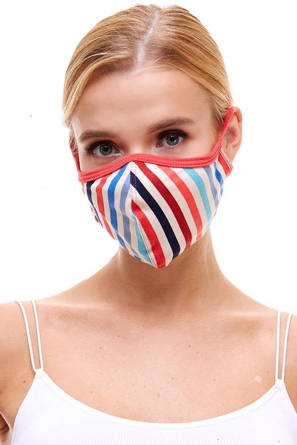 Multi stripe fashion reusable fabric face masks - AMAZON