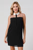 Sheer Panel Collared Shift Dress