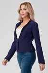 Classic Single-Button Blazer with Contrast Lapel