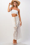 Lace maxi skirt with cotton-core bow