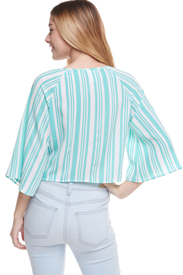 Stripe Tie Front Top